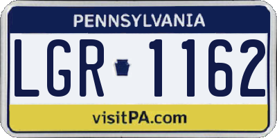 PA license plate LGR1162