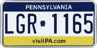 PA license plate LGR1165