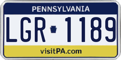 PA license plate LGR1189