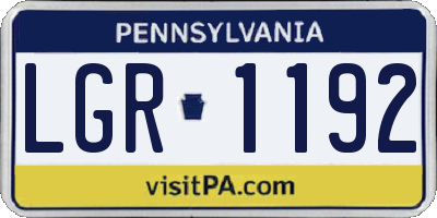 PA license plate LGR1192
