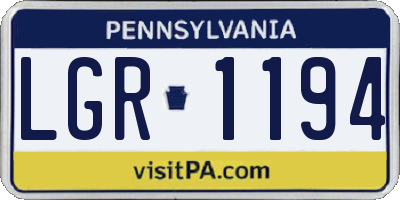 PA license plate LGR1194