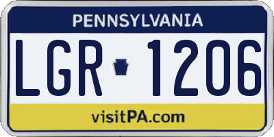 PA license plate LGR1206