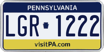 PA license plate LGR1222