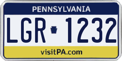 PA license plate LGR1232