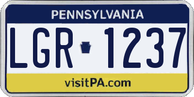 PA license plate LGR1237
