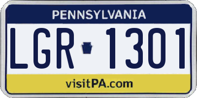 PA license plate LGR1301