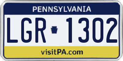 PA license plate LGR1302