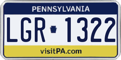 PA license plate LGR1322