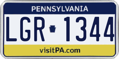 PA license plate LGR1344