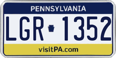 PA license plate LGR1352