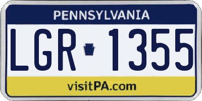 PA license plate LGR1355