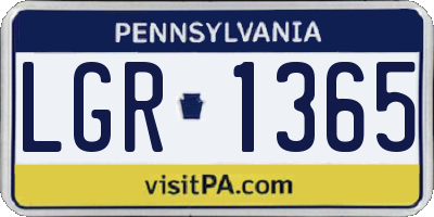 PA license plate LGR1365