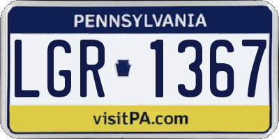 PA license plate LGR1367