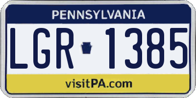 PA license plate LGR1385