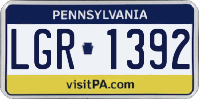 PA license plate LGR1392
