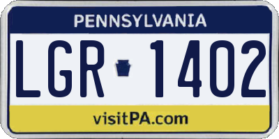 PA license plate LGR1402