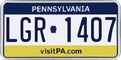 PA license plate LGR1407