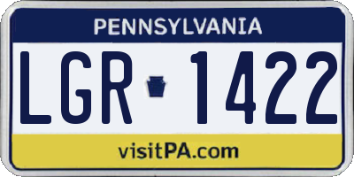 PA license plate LGR1422