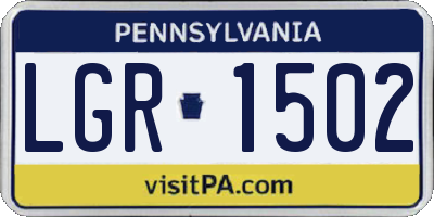 PA license plate LGR1502