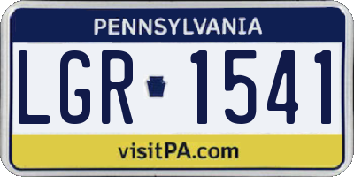 PA license plate LGR1541