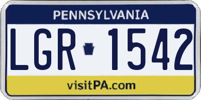 PA license plate LGR1542