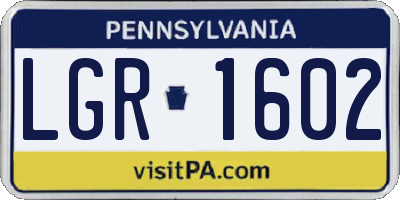 PA license plate LGR1602