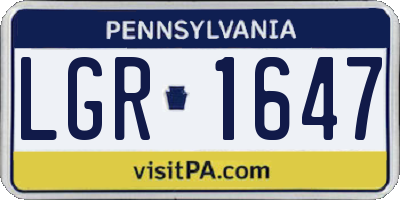 PA license plate LGR1647