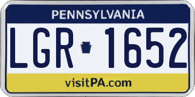 PA license plate LGR1652