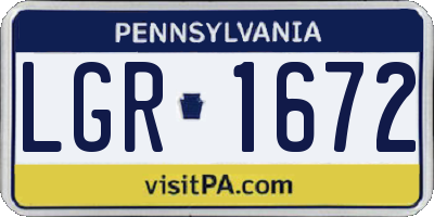 PA license plate LGR1672