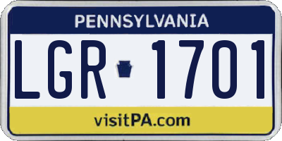 PA license plate LGR1701