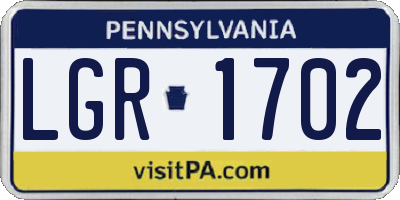 PA license plate LGR1702