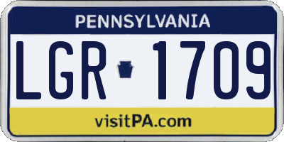PA license plate LGR1709