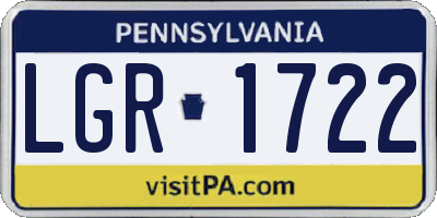 PA license plate LGR1722