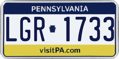 PA license plate LGR1733