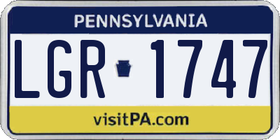 PA license plate LGR1747