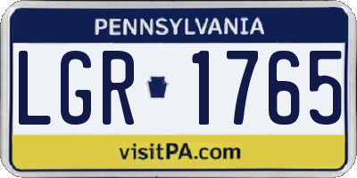 PA license plate LGR1765