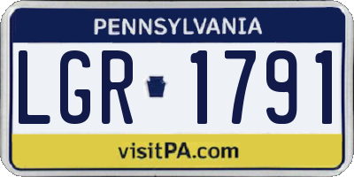 PA license plate LGR1791