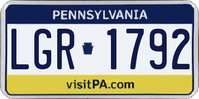 PA license plate LGR1792