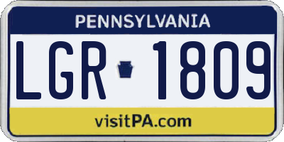 PA license plate LGR1809