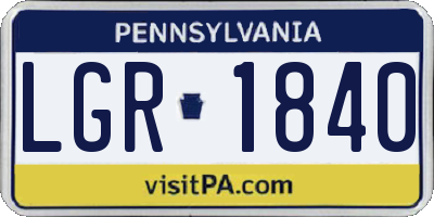 PA license plate LGR1840
