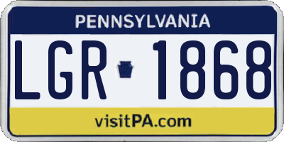 PA license plate LGR1868
