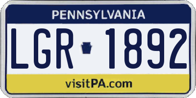 PA license plate LGR1892