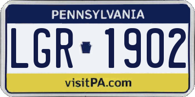 PA license plate LGR1902
