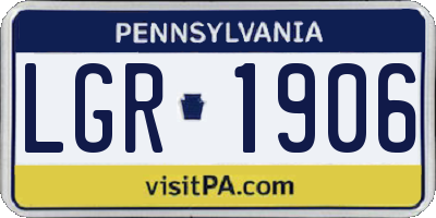 PA license plate LGR1906