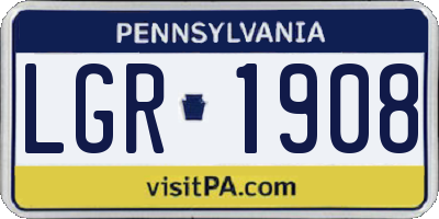 PA license plate LGR1908