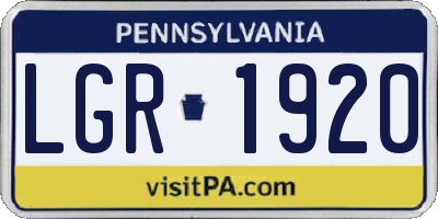 PA license plate LGR1920