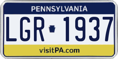 PA license plate LGR1937