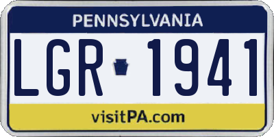 PA license plate LGR1941