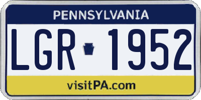 PA license plate LGR1952