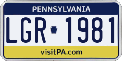 PA license plate LGR1981